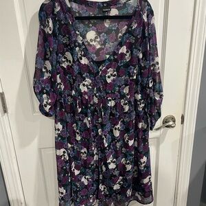 Torrid Purple and Black Floral Skull Dress